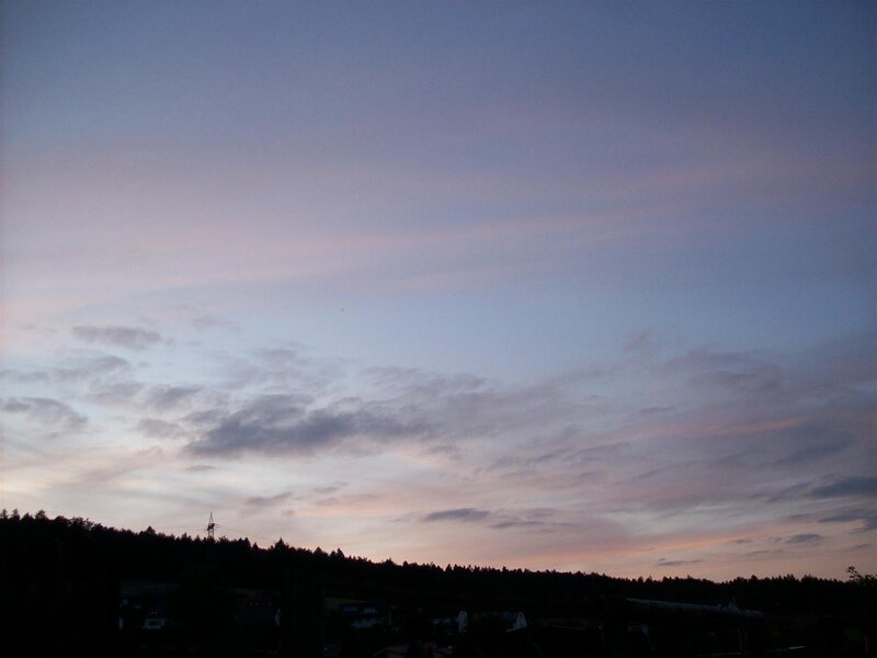 Silhouetted Town at Dusk