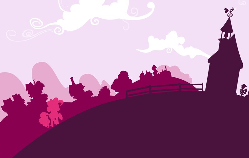 Silhouetted Town on a Hill