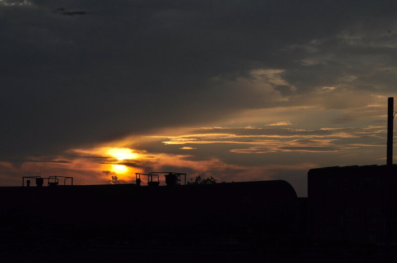 Silhouetted Train Cars