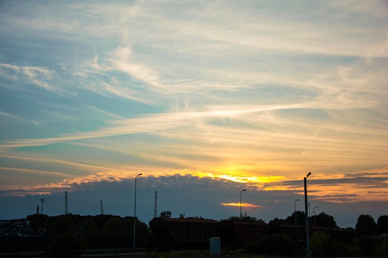 Silhouetted Train Cars — Yellow