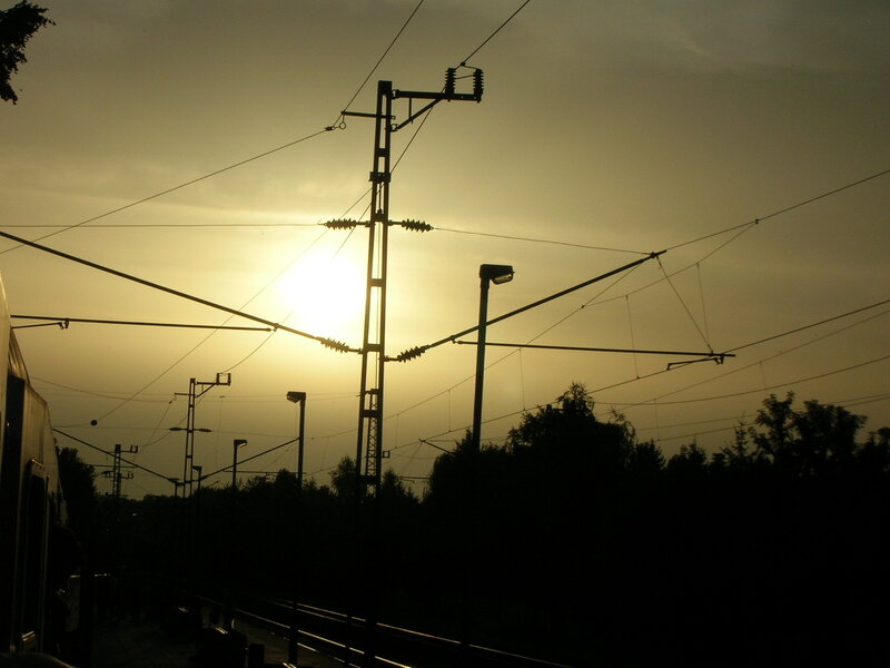 Silhouetted Train Station