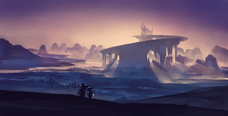 Silhouetted Travelers — Purple