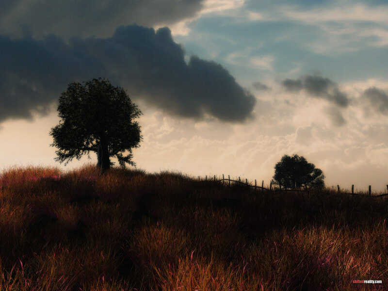 Silhouetted Tree on Hill — Brown, Dramatic