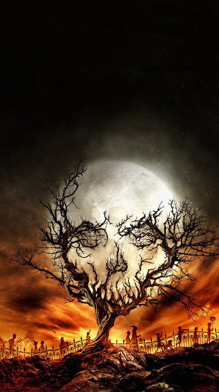 Silhouetted Tree Skull