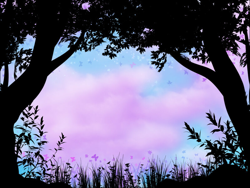 Silhouetted Trees and Grass