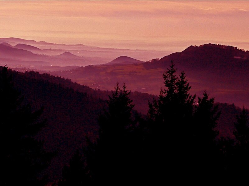 Silhouetted Trees and Hills