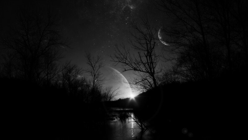 Silhouetted Trees and Planets