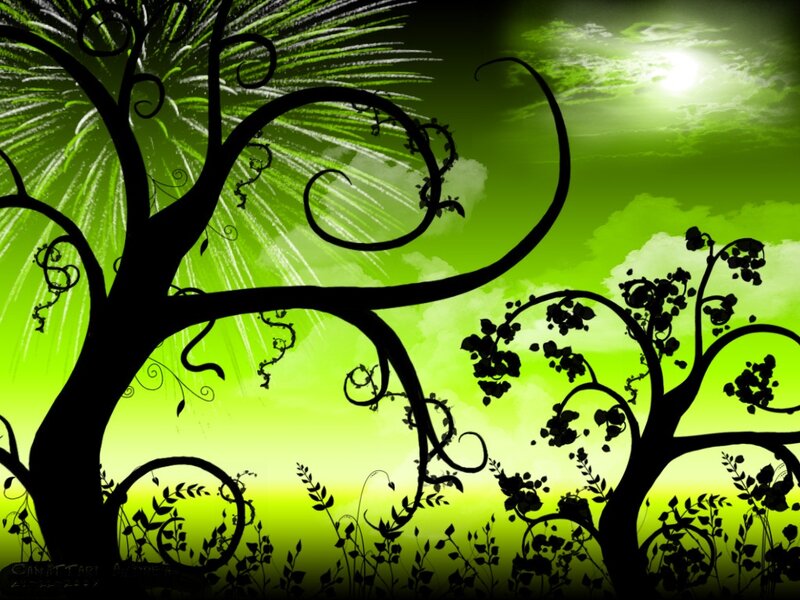Silhouetted Trees and Vines