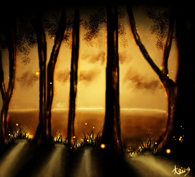 Silhouetted Trees at Dusk — Brown