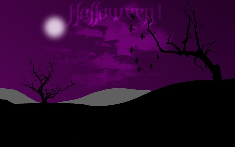 Silhouetted Trees at Night — Purple, Eerie