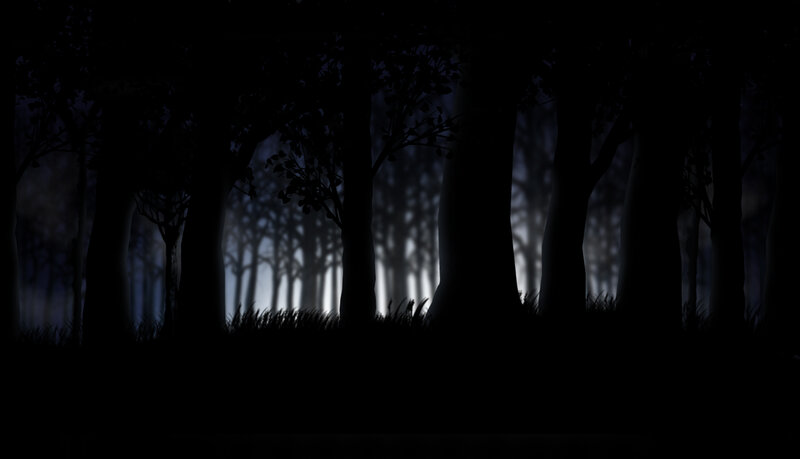 Silhouetted Trees in Forest — Black, Mysterious
