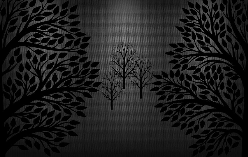 Silhouetted Trees in Forest — Black, Somber
