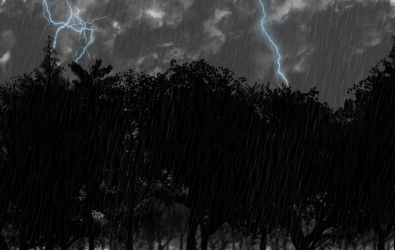 Silhouetted Trees in Storm