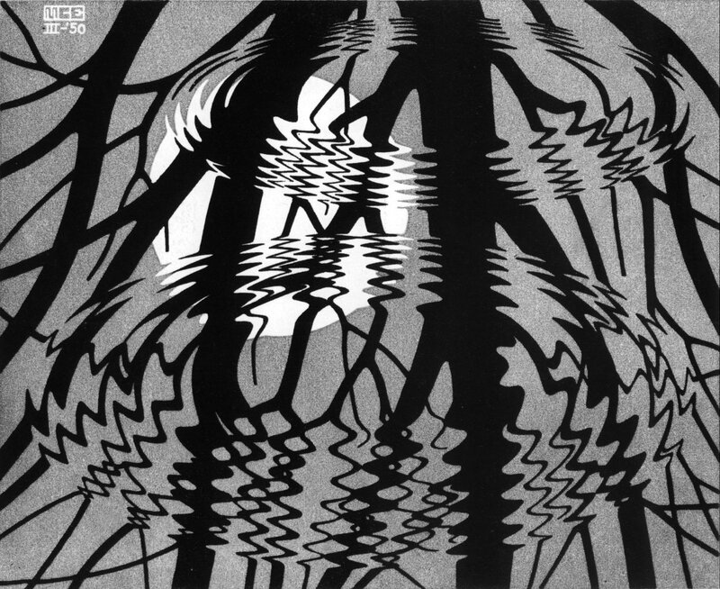 Silhouetted Trees in Water — Black, Dramatic