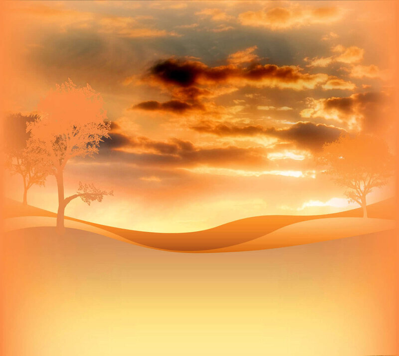 Silhouetted Trees on Hills