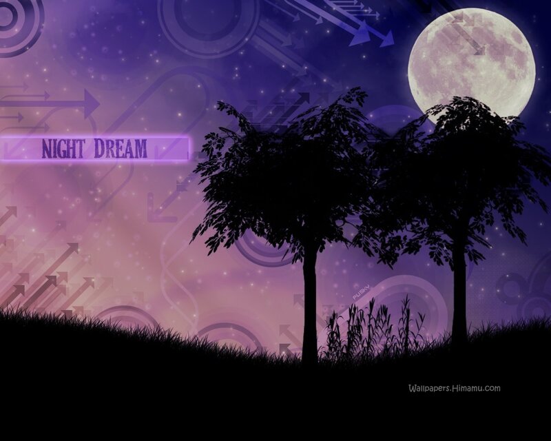 Silhouetted Trees under Moon — Purple, Dreamy
