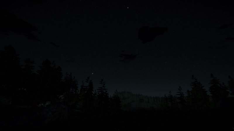 Silhouetted Trees under Night Sky — Black
