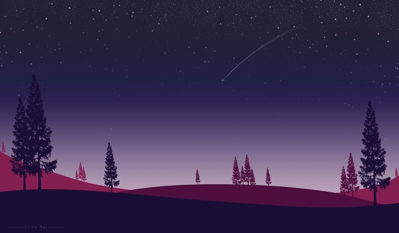 Silhouetted Trees under Night Sky — Purple, Serene