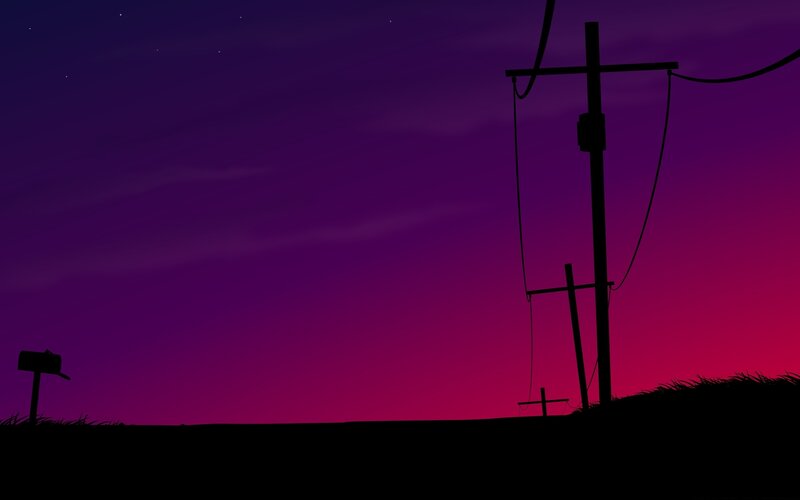 Silhouetted Utility Poles — Purple
