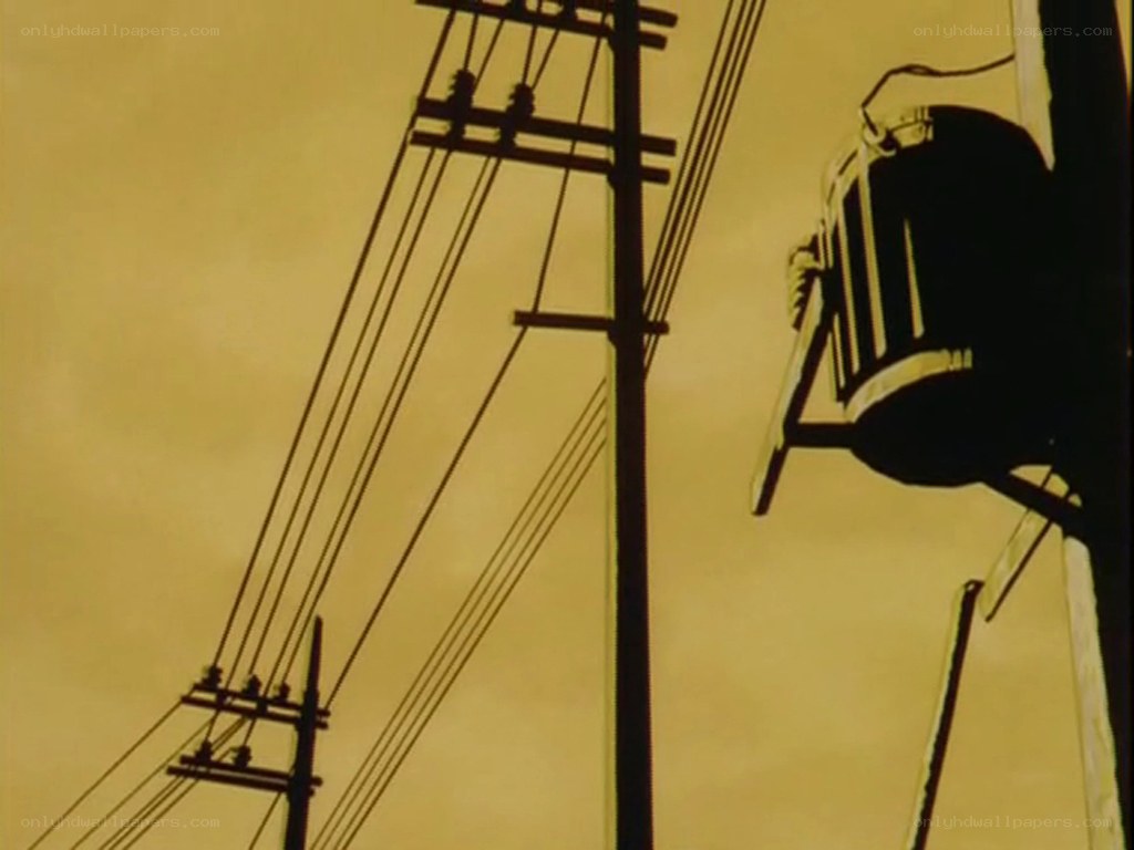 silhouetted utility poles