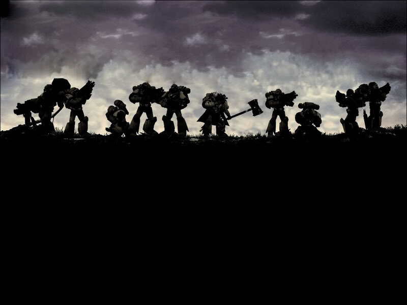 silhouetted war machines