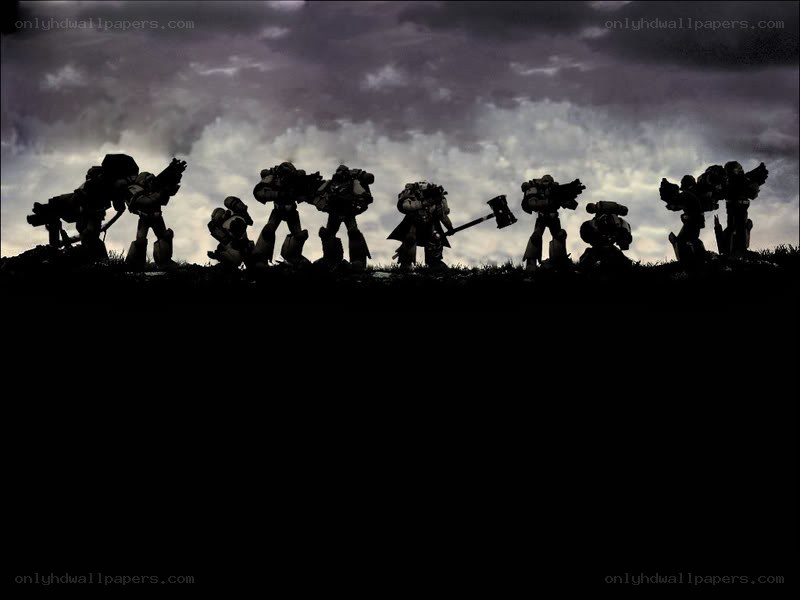 silhouetted war machines