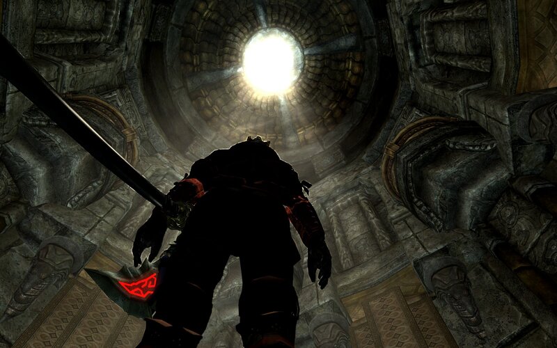 Silhouetted Warrior in Temple