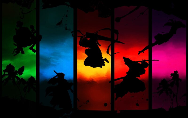 Silhouetted Warriors in Action — Red
