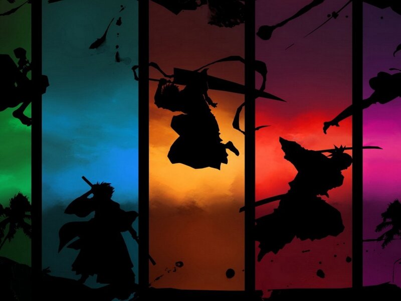 Silhouetted Warriors in Action