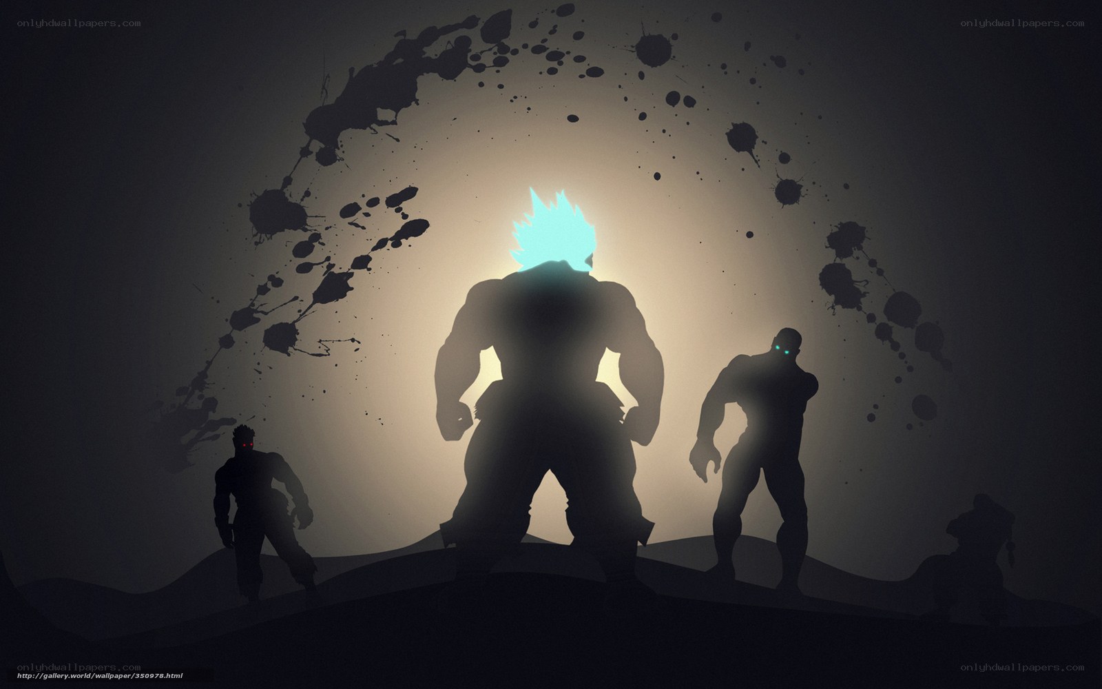 Silhouetted warriors in battle