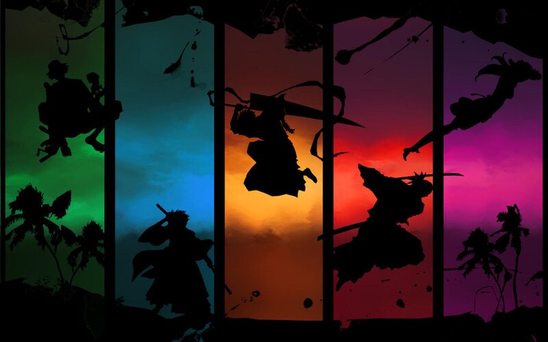 Silhouetted Warriors in Motion