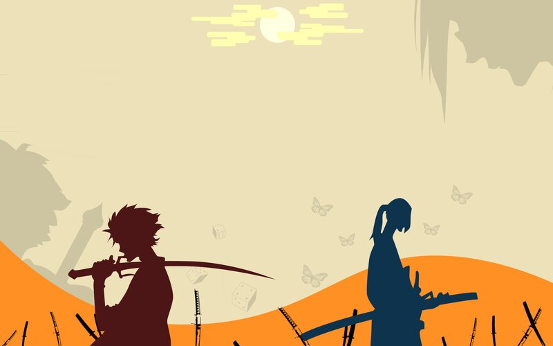 Silhouetted Warriors — Orange, Dramatic