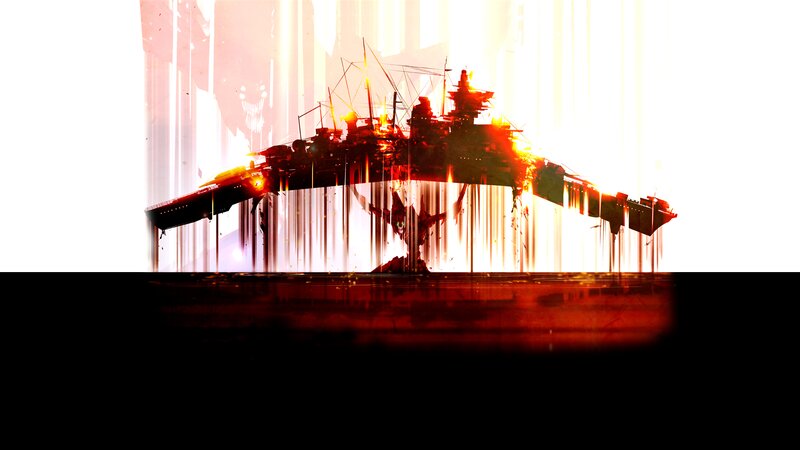 Silhouetted Warship