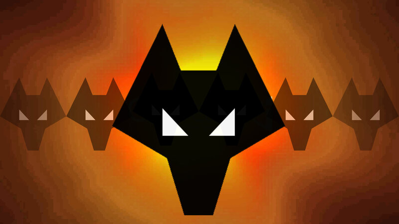 Silhouetted Wolf Heads