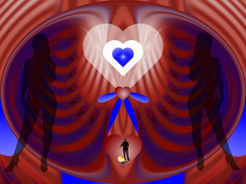 Silhouetted Women with Hearts