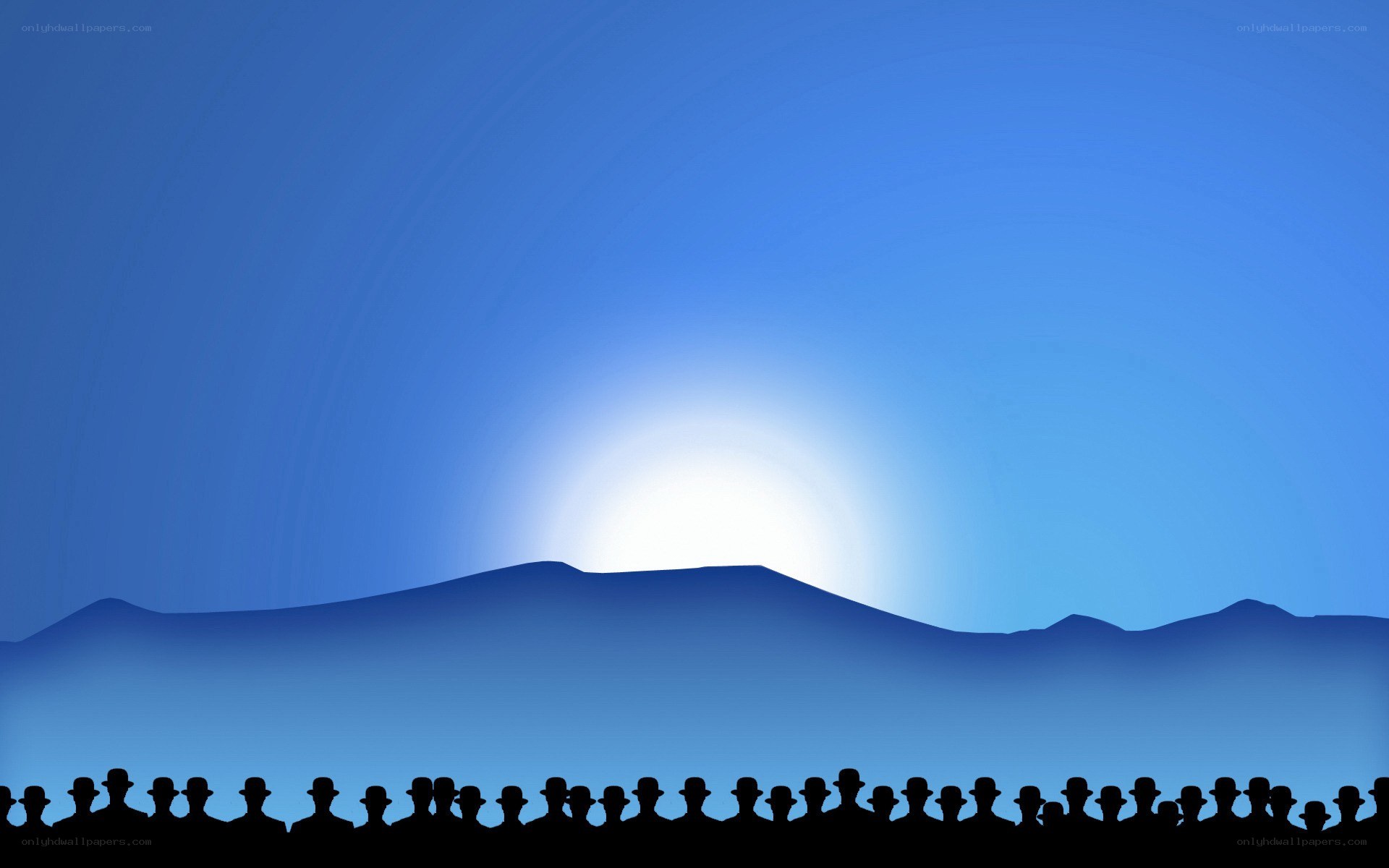 Silhouettes against a blue sky