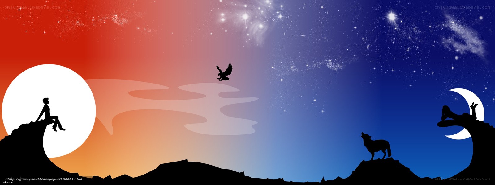 Silhouettes against a starry sky