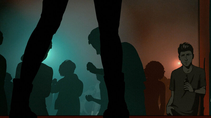 silhouettes at a party