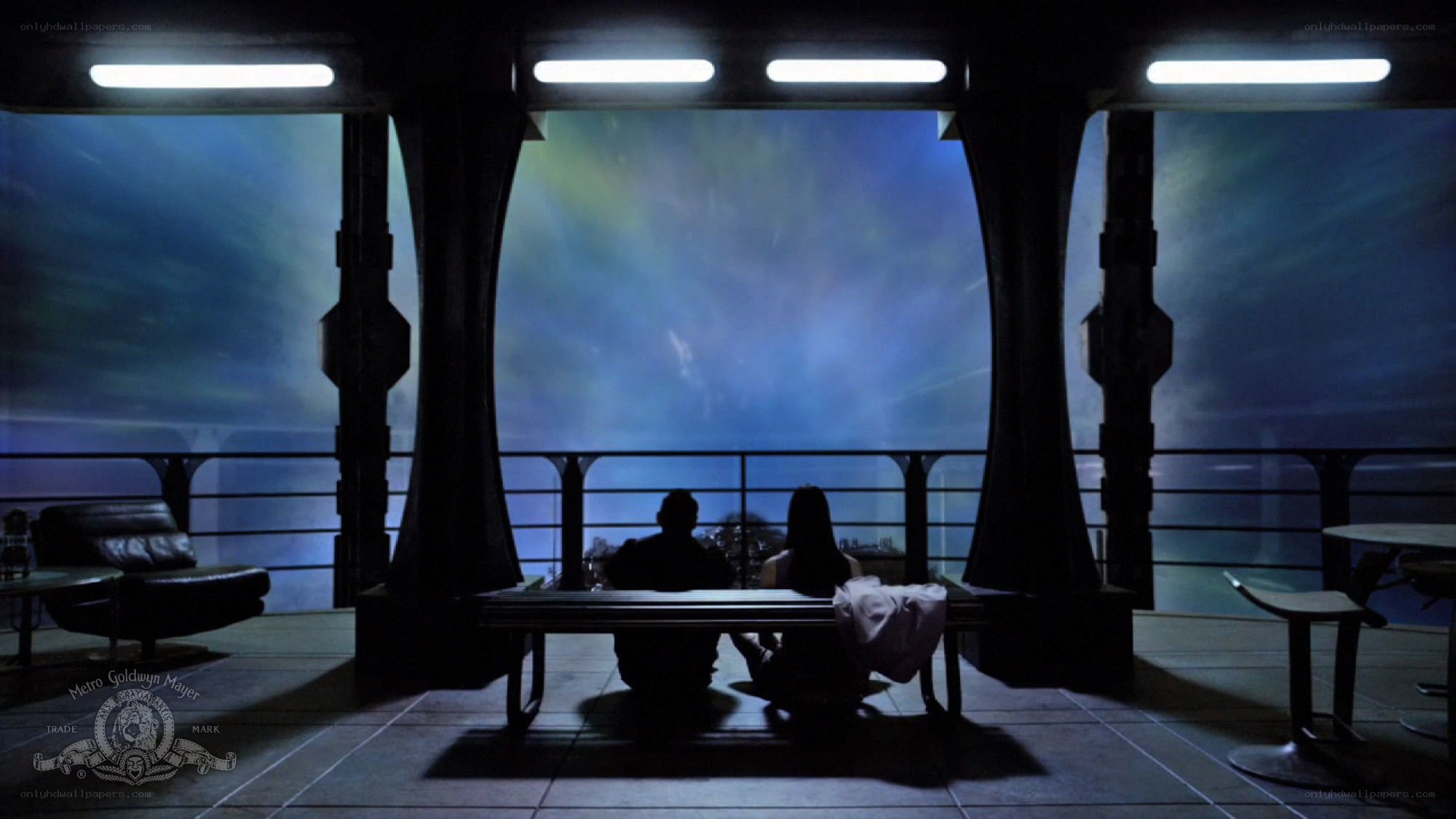 silhouettes at a spaceport