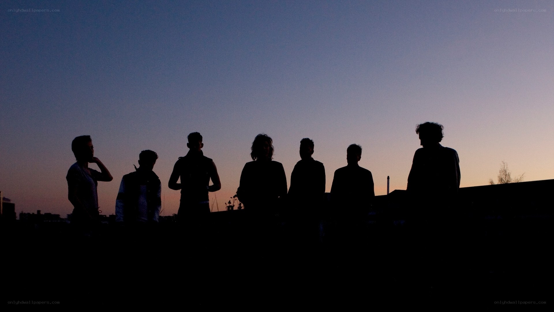 silhouettes at dusk