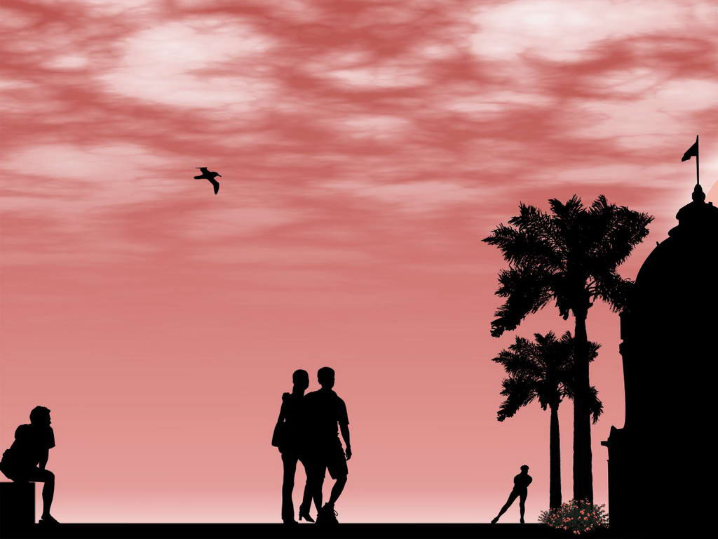 silhouettes at sunset