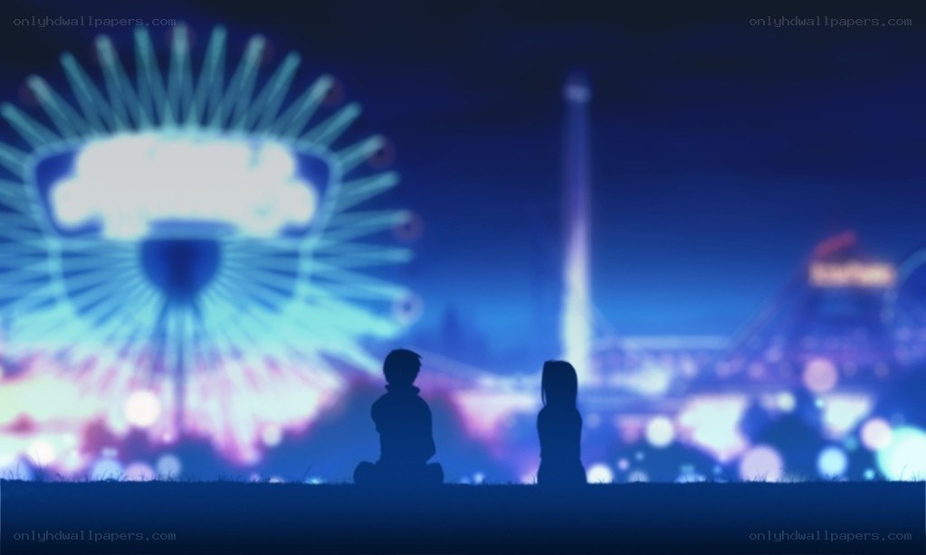 Silhouettes at the amusement park