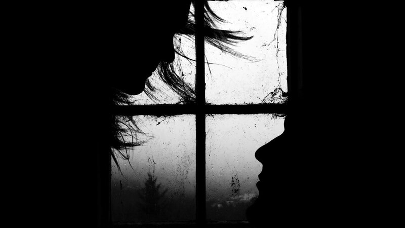 Silhouettes at Window — Black, Dramatic, Photograph, Hair, White