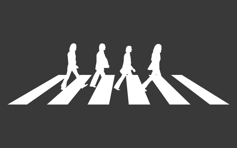 Silhouettes Crossing Street — White