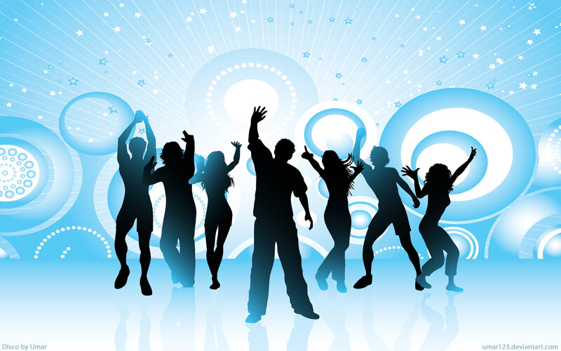 Silhouettes dancing at a disco