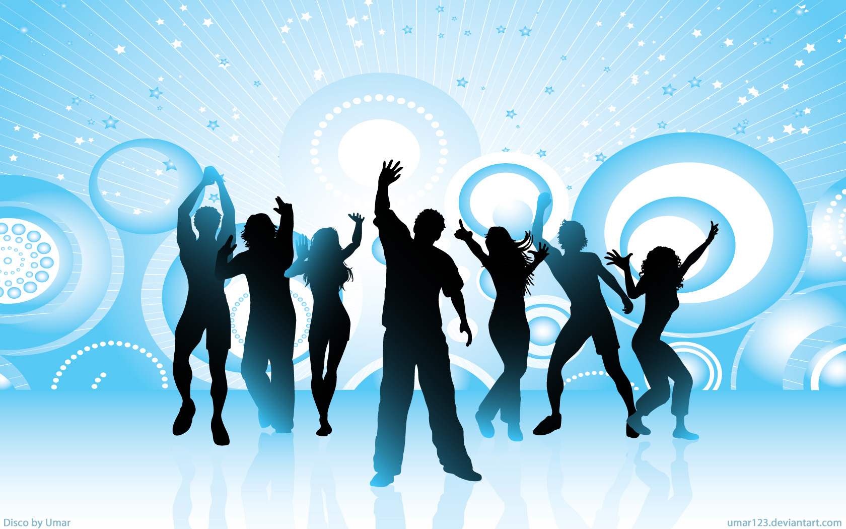 silhouettes dancing at a disco
