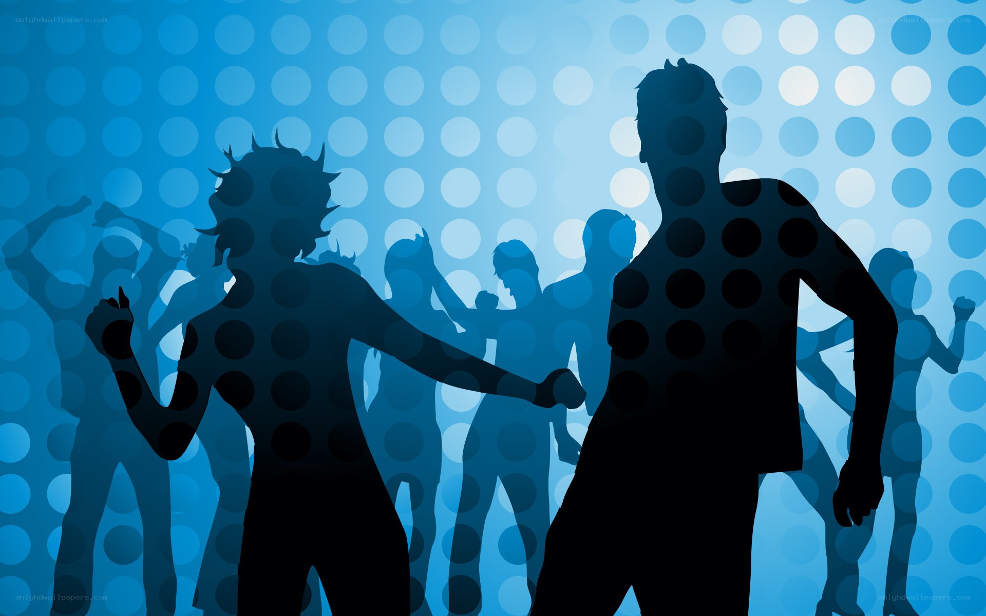 silhouettes dancing at a party