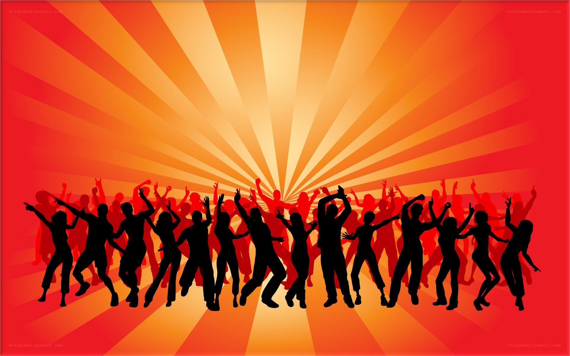 silhouettes dancing at a party
