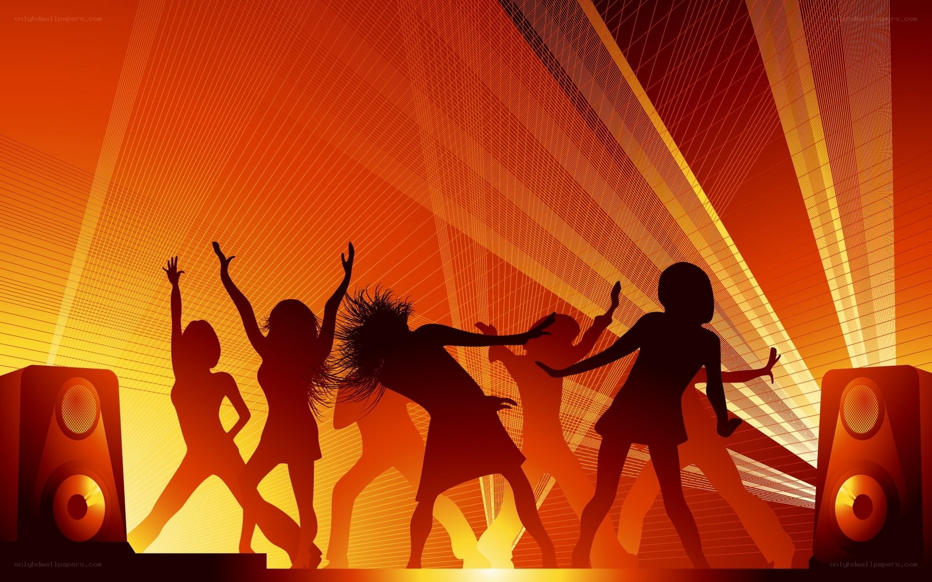 silhouettes dancing at a party