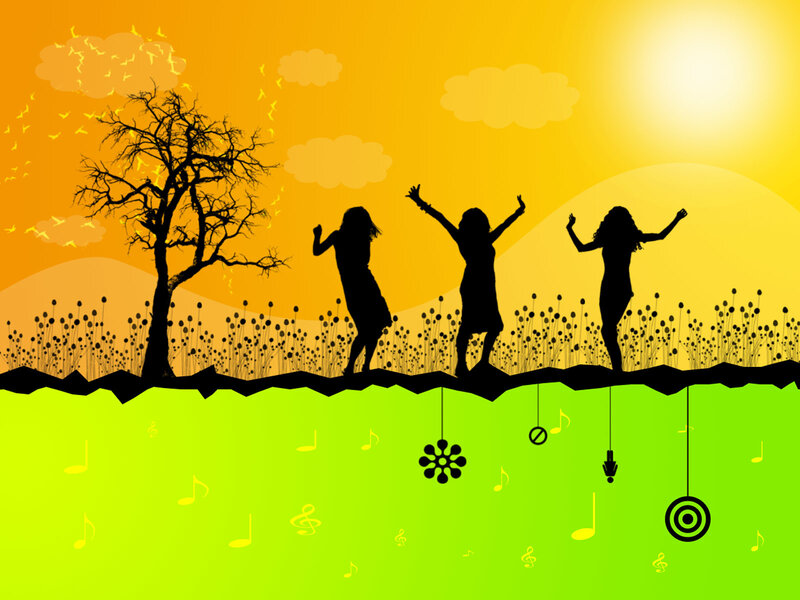 Silhouettes dancing at sunset